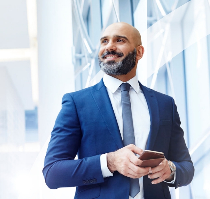 Smiling business man with phone